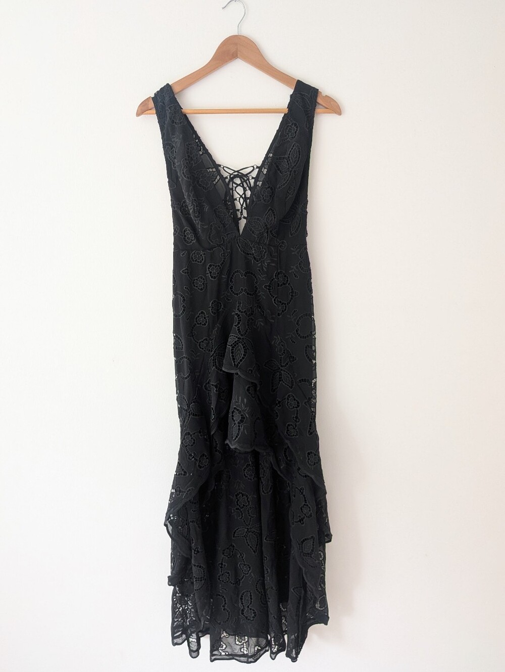 NWT! Free People Catalina Broderie Anglaise Black Lace Maxi Dress Size 6 - Picture 3 of 12